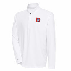 Denver Broncos Antigua Team Logo Throwback Tribute Quarter-Zip Pullover Top White - NFL