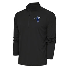 Indianapolis Colts Antigua Team Logo Throwback Tribute Quarter-Zip Pullover Top Charcoal - NFL
