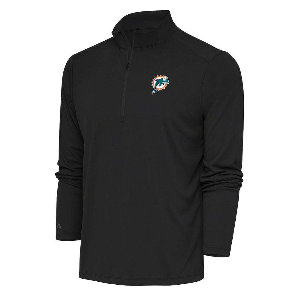 Miami Dolphins Antigua Team Logo Throwback Tribute Quarter-Zip Pullover Top Charcoal - NFL