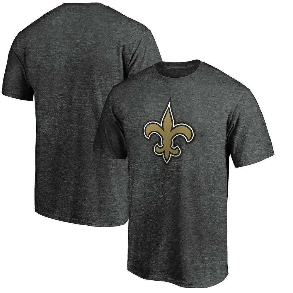 New Orleans Saints Primary Logo T-Shirt Heather Charcoal - Fanatics