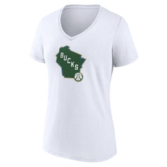 NBA - Milwaukee Bucks Women's Alternate Logo V-Neck T-Shirt - White