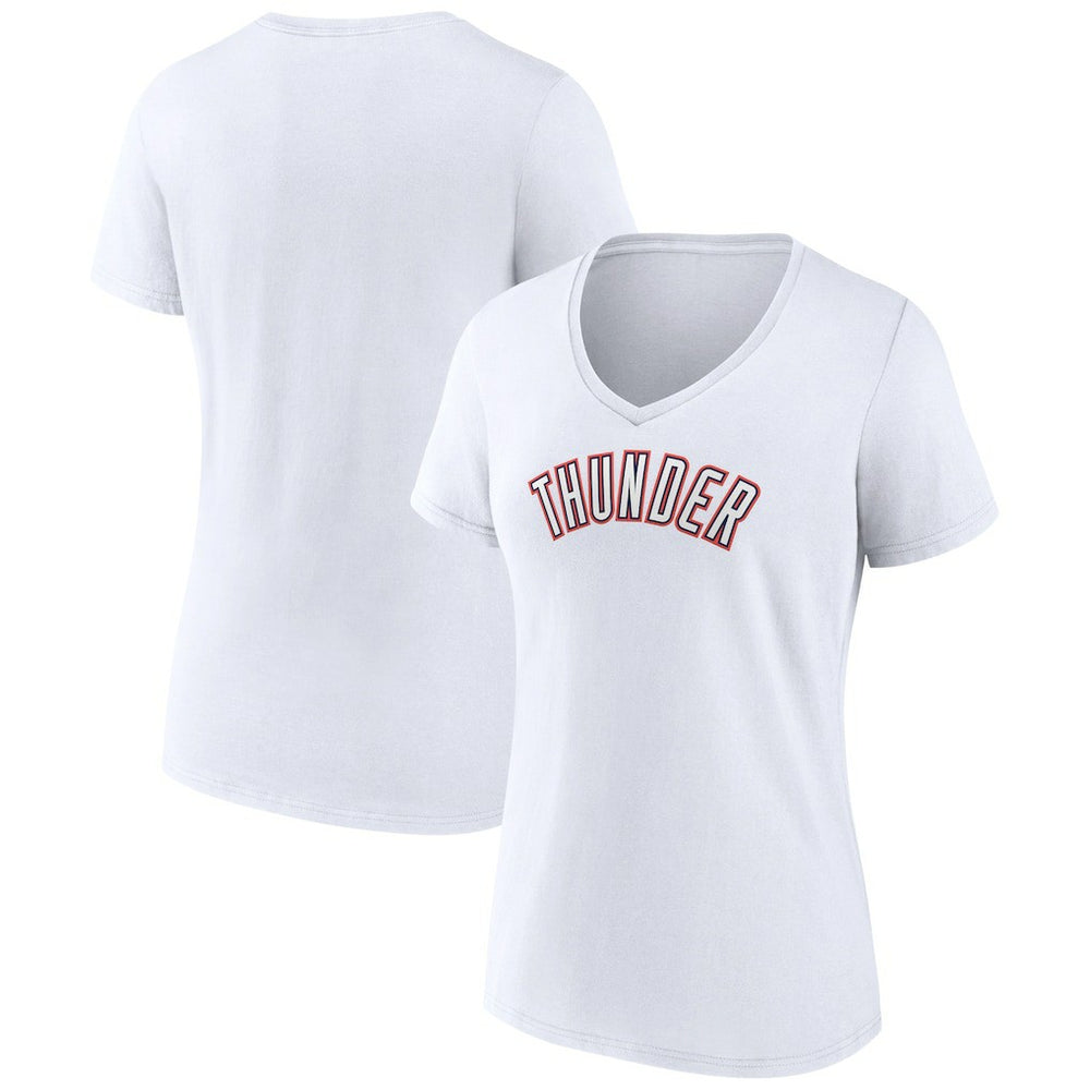 NBA - Oklahoma City Thunder Women's Alternate Logo V-Neck T-Shirt - White