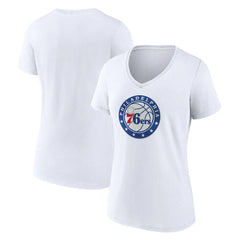 NBA - Philadelphia 76ers Women's Alternate Logo V-Neck T-Shirt - White