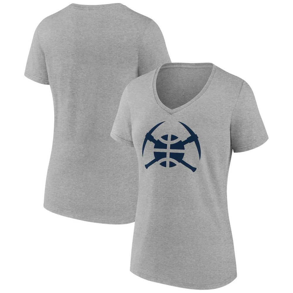 NBA - Denver Nuggets Women's Alternate Logo V-Neck T-Shirt - Heather Gray