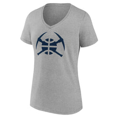 NBA - Denver Nuggets Women's Alternate Logo V-Neck T-Shirt - Heather Gray