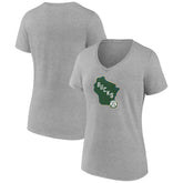 NBA - Milwaukee Bucks Women's Alternate Logo V-Neck T-Shirt - Heather Gray