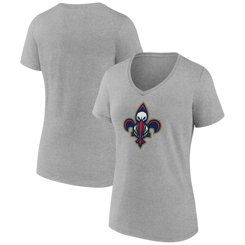 NBA - New Orleans Pelicans Women's Alternate Logo V-Neck T-Shirt - Heather Gray