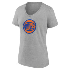 NBA - New York Knicks Women's Alternate Logo V-Neck T-Shirt - Heather Gray