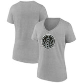 NBA - San Antonio Spurs Women's Alternate Logo V-Neck T-Shirt - Heather Gray