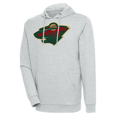 Minnesota Wild - Antigua Logo Action Chenille Pullover Hoodie Heather Gray
