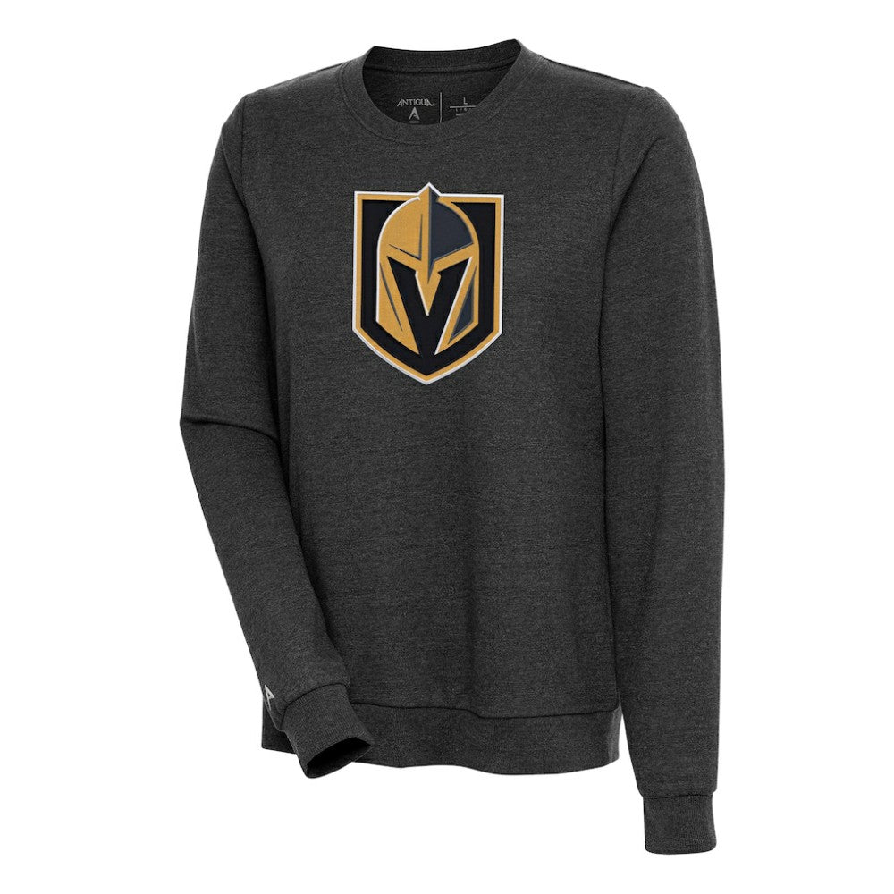 Vegas Golden Knights Antigua Women's Action Crewneck Chenille Pullover Sweatshirt Heather Black