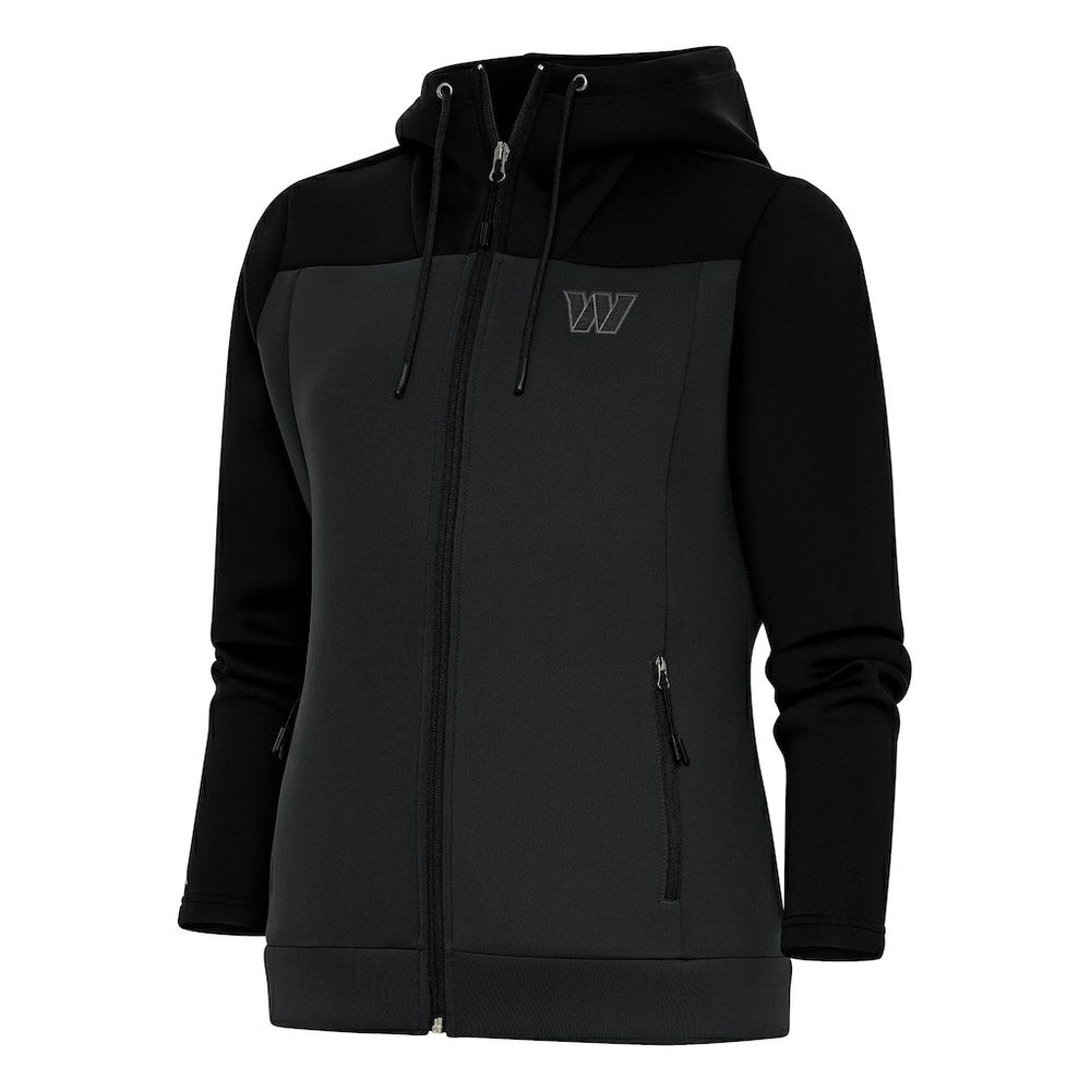 Washington Commanders Antigua Women's Tonal Logo Protect Full-Zip Hoodie Jacket Black/Charcoal - NFL