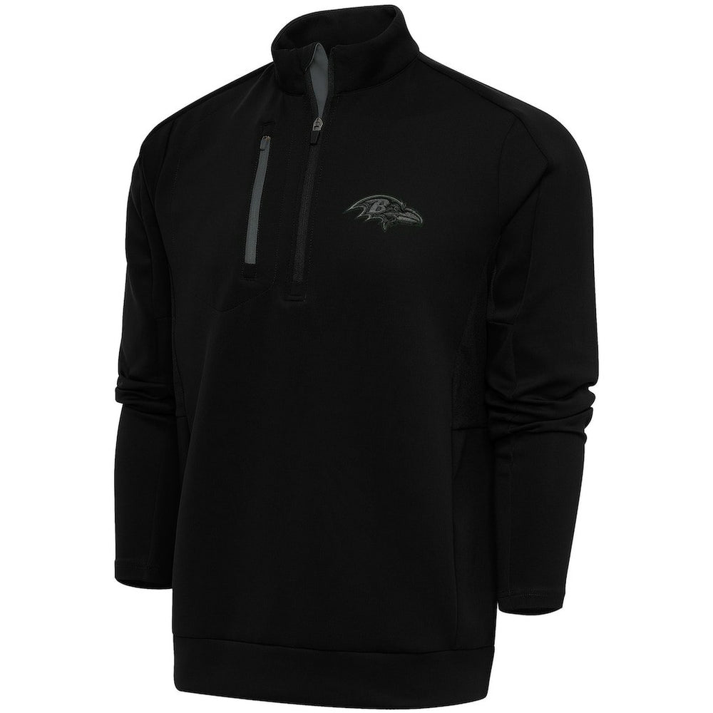 Baltimore Ravens Antigua Tonal Logo Generation Quarter-Zip Pullover Top Black - NFL