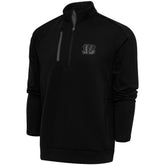Cincinnati Bengals Antigua Tonal Logo Generation Quarter-Zip Pullover Top Black - NFL