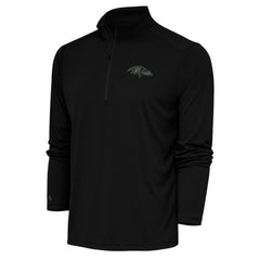 Baltimore Ravens Antigua Tonal Logo Tribute Quarter-Zip Pullover Top Black - NFL