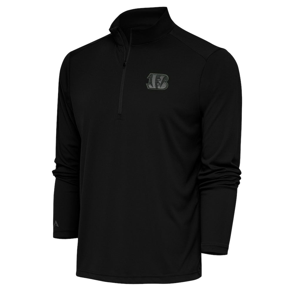 Cincinnati Bengals Antigua Tonal Logo Tribute Quarter-Zip Pullover Top Black - NFL