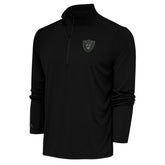 Las Vegas Raiders Antigua Tonal Logo Tribute Quarter-Zip Pullover Top Black - NFL