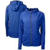 Seattle Seahawks Cutter & Buck Women's Throwback Logo Adapt Eco Knit Hybrid Recycled Full-Zip Hoodie Royal - NFL