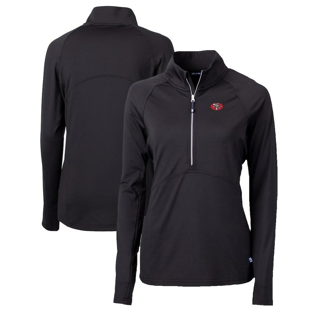 San Francisco 49ers Cutter & Buck Women's Throwback Logo Adapt Eco Knit Stretch Recycled Half-Zip Pullover Top Black - NFL