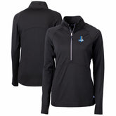 Detroit Lions Cutter & Buck Women's Throwback Logo Adapt Eco Knit Stretch Recycled Half-Zip Pullover Top Black - NFL