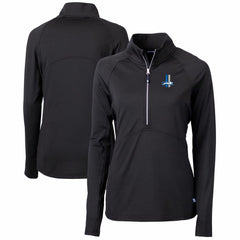 Detroit Lions Cutter & Buck Women's Throwback Logo Adapt Eco Knit Stretch Recycled Half-Zip Pullover Top Black - NFL
