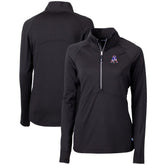 New England Patriots Cutter & Buck Women's Throwback Logo Adapt Eco Knit Stretch Recycled Half-Zip Pullover Top Black - NFL