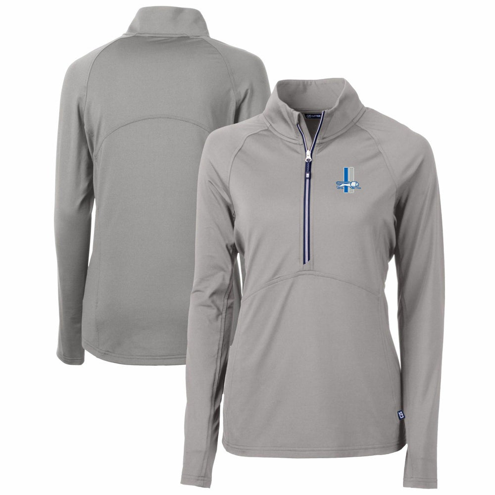 Detroit Lions Cutter & Buck Women's Throwback Logo Adapt Eco Knit Stretch Recycled Half-Zip Pullover Top Gray - NFL