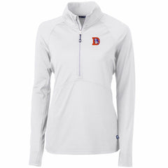 Denver Broncos Cutter & Buck Women's Throwback Logo Adapt Eco Knit Stretch Recycled Half-Zip Pullover Top White - NFL