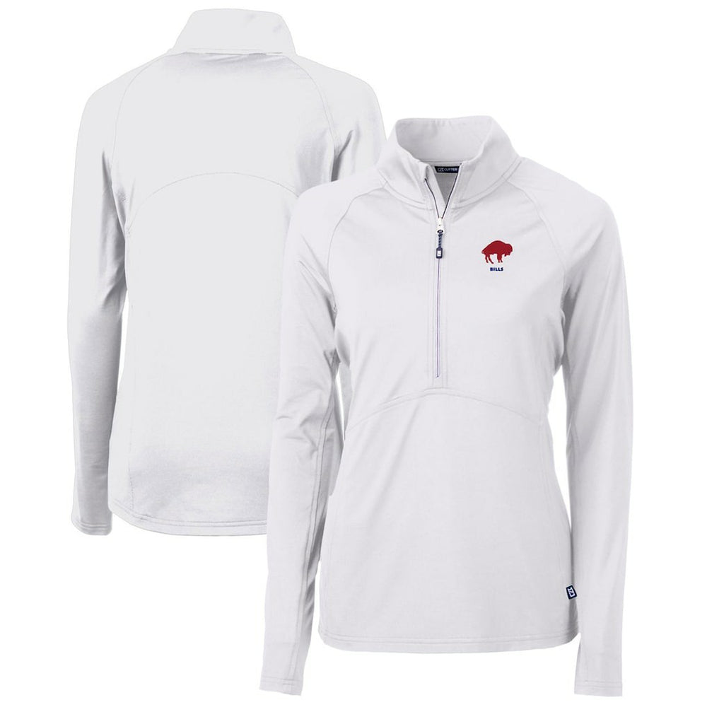 Buffalo Bills Cutter & Buck Women's Throwback Logo Adapt Eco Knit Stretch Recycled Half-Zip Pullover Top White - NFL