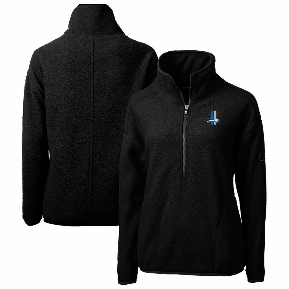 Detroit Lions Cutter & Buck Women's Throwback Logo Cascade Eco Sherpa Fleece Half-Zip Pullover Jacket Black - NFL