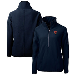 Chicago Bears Cutter & Buck Women's Throwback Logo Cascade Eco Sherpa Fleece Half-Zip Pullover Jacket Navy - NFL