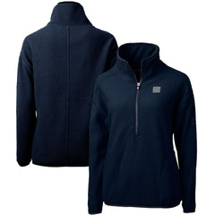 New York Giants Cutter & Buck Women's Throwback Logo Cascade Eco Sherpa Fleece Half-Zip Pullover Jacket Navy - NFL
