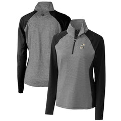 New Orleans Saints Cutter & Buck Women's Throwback Logo Forge Tonal Stripe Stretch Half-Zip Pullover Top Black - NFL