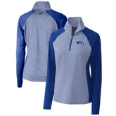 Seattle Seahawks Cutter & Buck Women's Throwback Logo Forge Tonal Stripe Stretch Half-Zip Pullover Top Royal - NFL
