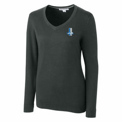 Detroit Lions Cutter & Buck Women's Throwback Logo Lakemont Tri-Blend V-Neck Sweater Heather Charcoal - NFL