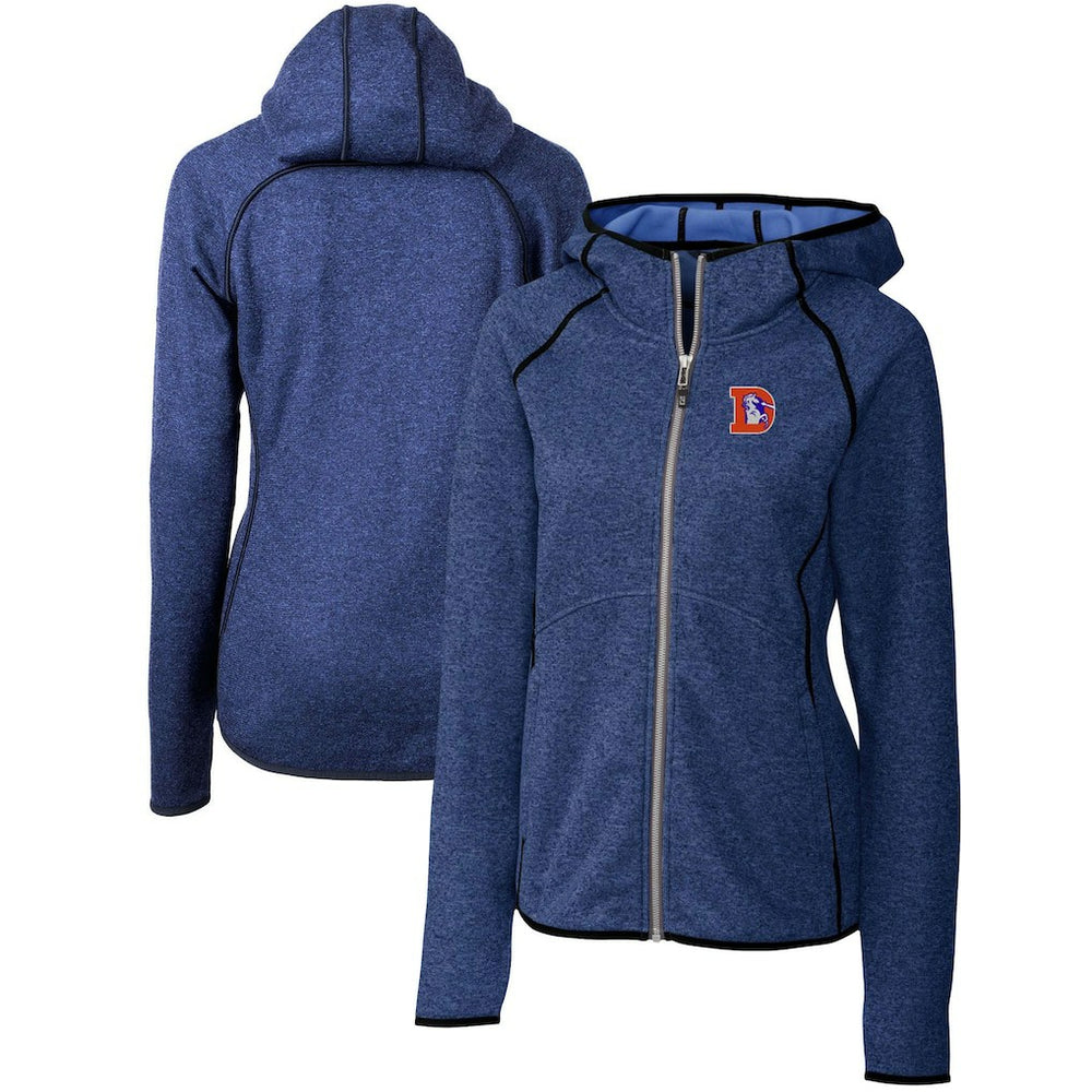 Denver Broncos Cutter & Buck Women's Throwback Logo Mainsail Full-Zip Jacket Heather Royal - NFL