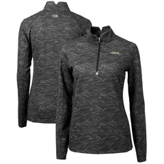 New York Jets Cutter & Buck Women's Throwback Logo Traverse Camo Quarter-Zip Pullover Top Black - NFL