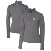 Miami Dolphins Cutter & Buck Women's Throwback Logo Traverse Stretch Quarter-Zip Pullover Top Steel - NFL