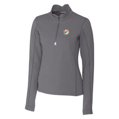 Miami Dolphins Cutter & Buck Women's Throwback Logo Traverse Stretch Quarter-Zip Pullover Top Steel - NFL