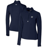 New York Giants Cutter & Buck Women's Throwback Logo Traverse Stretch Quarter-Zip Pullover Top Navy - NFL