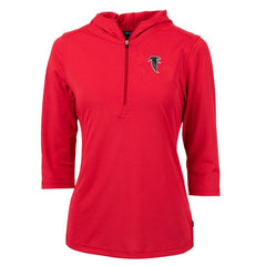 Atlanta Falcons Cutter & Buck Women's Throwback Logo Virtue Eco Pique 3/4 Sleeve Half-Zip Pullover Hoodie Red - NFL