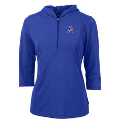 New England Patriots Cutter & Buck Women's Throwback Logo Virtue Eco Pique 3/4 Sleeve Half-Zip Pullover Hoodie Royal - NFL
