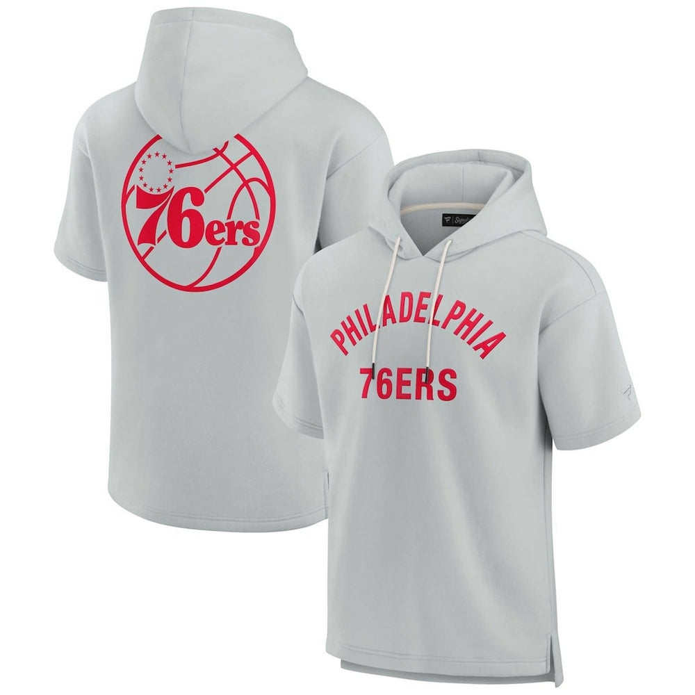 Fanatics - Philadelphia 76ers Unisex Elements Super Soft Fleece Short Sleeve Pullover Hoodie - Gray