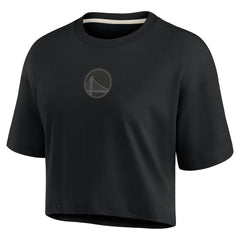 Fanatics - Golden State Warriors Women's Elements Super Soft Boxy Cropped T-Shirt - Black