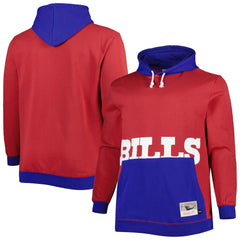 Buffalo Bills Big & Tall Big Face Pullover Hoodie Red/Royal - Mitchell & Ness