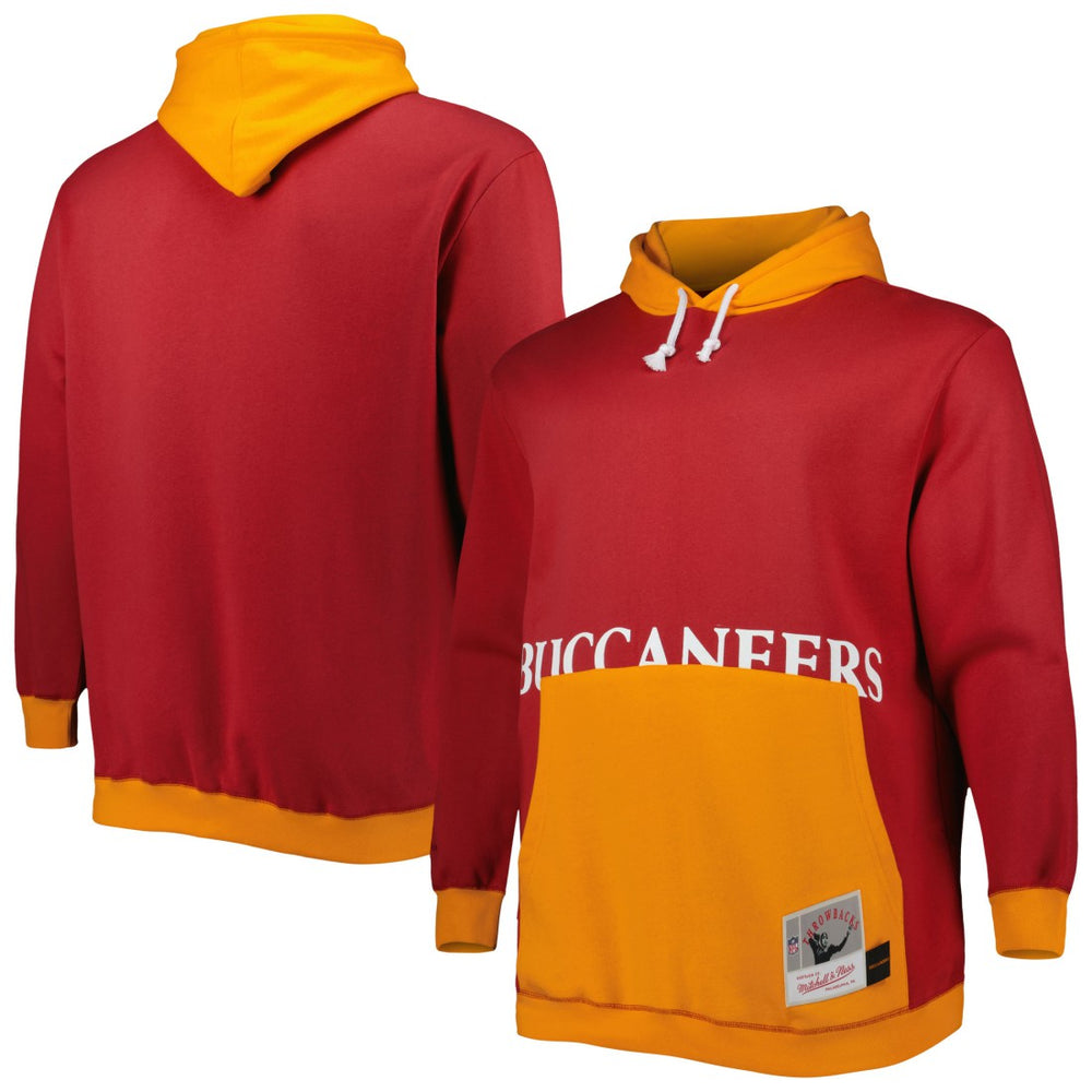 Tampa Bay Buccaneers Big & Tall Big Face Pullover Hoodie Red/Orange - Mitchell & Ness