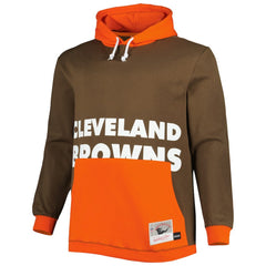 Cleveland Browns Big & Tall Big Face Pullover Hoodie Brown/Orange - Mitchell & Ness
