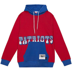 New England Patriots Big & Tall Big Face Pullover Hoodie Red/Navy - Mitchell & Ness