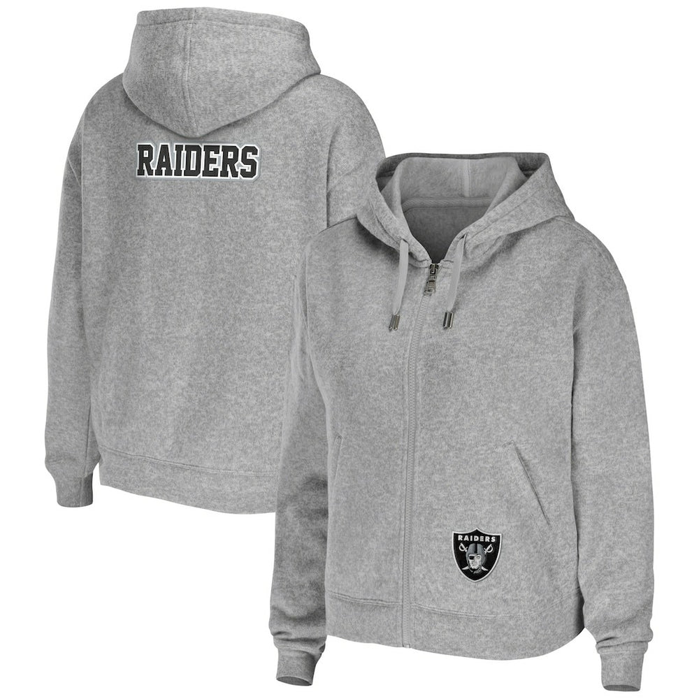 Las Vegas Raiders WEAR by Erin Andrews Women's Team Full-Zip Hoodie Heathered Gray - NFL