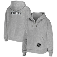 Las Vegas Raiders WEAR by Erin Andrews Women's Team Full-Zip Hoodie Heathered Gray - NFL